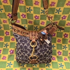 Coach Hampton Denim Signature Shoulder / Crossbody Duffle Bag